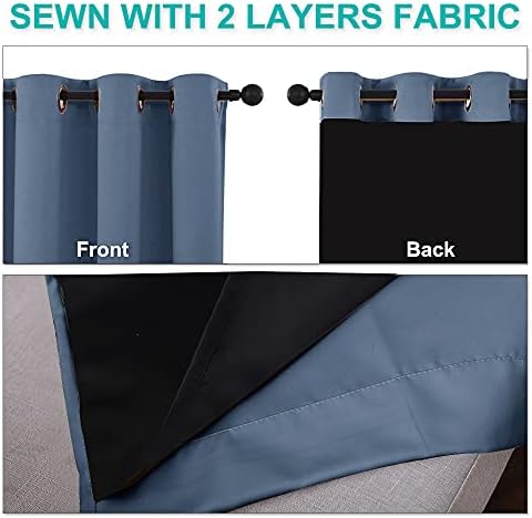 NICETOWN Stone Blue 100% Blackout Curtains 54 inches Long, Thermal Insulated Full Blackout 2-Layer Lined Drapes, Energy Efficiency Window Draperies for Boy's Room (2 Panels, 46-inch W) - Image 5