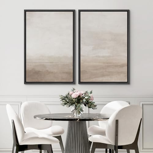 SIGNWIN Framed Canvas Print Wall Art Abstract Wave Pattern Modern Art Minimalist Neutral Decor for Living Room, Bedroom, Office - 16"" x24 x2 Black - Image 3