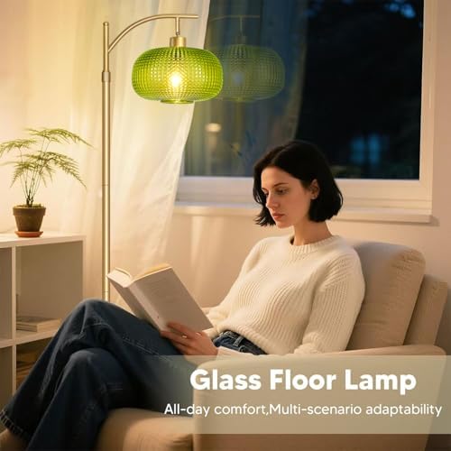 Modern Floor Lamp for Living Room, Mid Century Standing Lamp Green Shade - Image 4