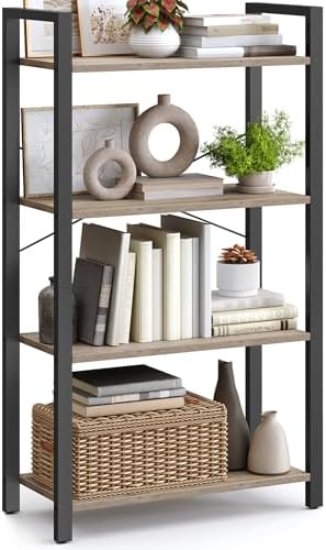VASAGLE 4-Tier Bookshelf, Bookcase with Shelves, Storage Shelf, Living Room by VASAGLEbySONGMICSHOME