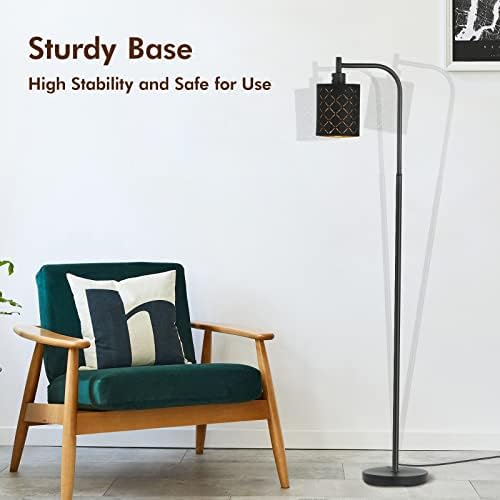 Gothic Floor Lamp with Laser-Cutout Lampshade, LED Standing Lamp for Living Room & Bedroom, 67 Inch Black Arc Modern Farmhouse Lamp with Foot Switch, E26 Base Socket, Perfect for Magic Decor Lamps - Image 5