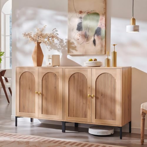 IFGET 61.75" W Modern Arched Sideboard Buffet Cabinet with Storage, Natural by IFGETEnrichYourLivingSpace