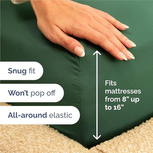 King Size 4 Piece Sheet Set - Breathable & Cooling Sheets - Emerald Green - Image 3