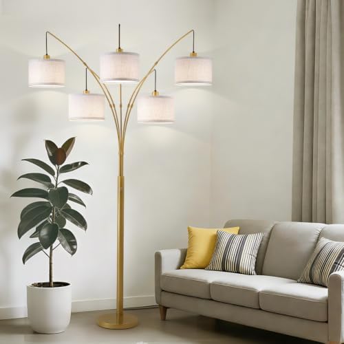 Gold Floor Lamps for Living Room, 4000LM Super Bright Arc Floor Lamp with Remote Control, Large Tall Floor Lamps with Stepless Dimmable, 80" Mid Century Tree Floor Lamp for Bedroom, Office - Image 3