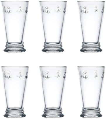 La Rochere, Set of 6, Tall Drinking Glasses (6.3" Tall - High Ball), 15.6 Oz Each, Napoleonic Bee Pattern - Image 4