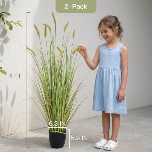 2 PCS 4FT Artificial Foxtail Grass Plants, Faux Tall Grass Indoor & Outdoor - Image 4
