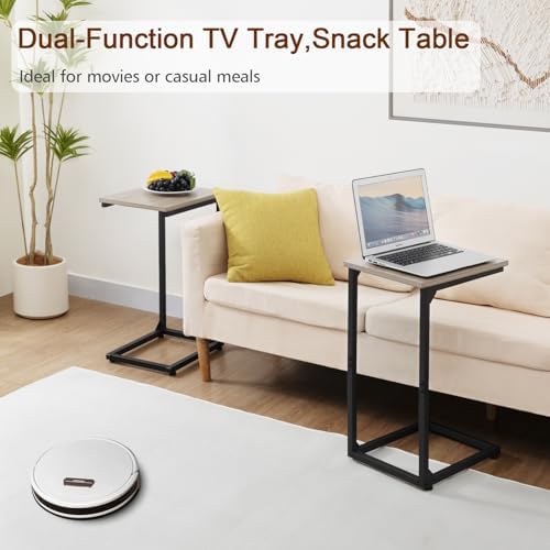 AMHANCIBLE C Shaped End Table, Slide Under Couch Table for Sofa - Image 5
