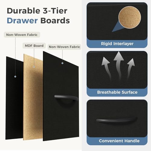 DUMOS Black Dresser for Bedroom, 5 Drawer Small Fabric Closet Dresser - Image 6