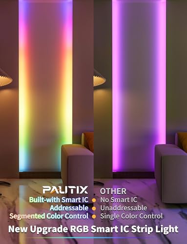 PAUTIX RGB Smart IC COB LED Strip Light 5V USB,Color Chasing UL-Listed Multicolor Flexible Tape LED Strip Light 9.84ft/3m Compatible with Alexa/Google Assistant,for TV,Desk,Monitor DIY Decoration - Image 3