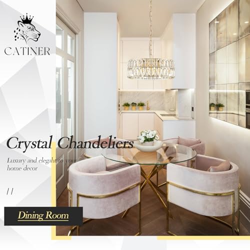 CATINER Gold Crystal Chandelier 12" 4-Light Modern Ceiling Pendant Light - Image 6