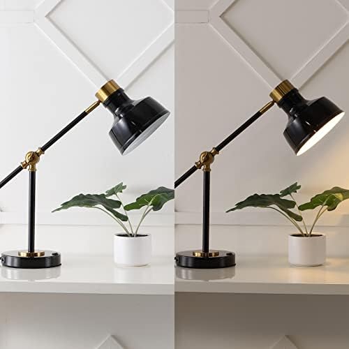 JONATHAN Y Allegra Metal Task Desk Lamp USB Port 18.5", Black/Brass Gold - Image 3