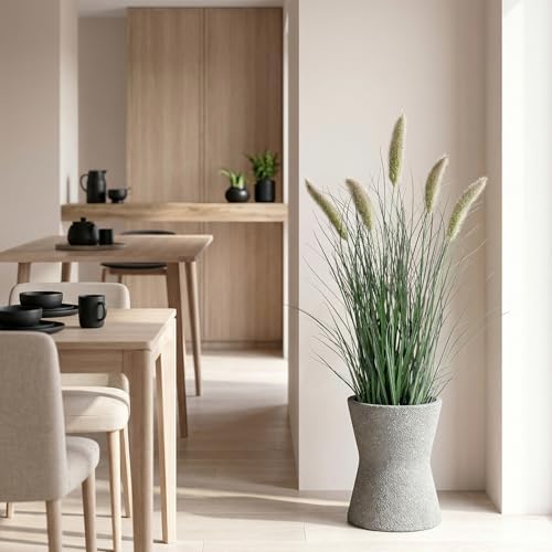 Ttranewsoo Artificial Cattail Reed Grass Plants Indoor ，Faux Cattail Grass Plant Artificial Plant Grass Outdoor,Fake Grass Tall Green Onions Fake Plant， Living Room Kitchen Office Decor (36“ 2 Pack) - Image 5