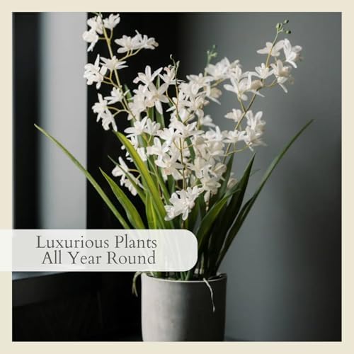 CG Hunter, Faux Vanda Orchid Plant, 26 in, White, Home Decor - Image 4