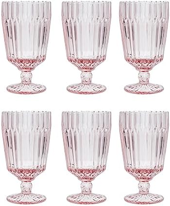 Fortessa Archie Glass Drinkware, Goblet Glass (Set of 6), 14.2 Ounce, Pink - Image 2
