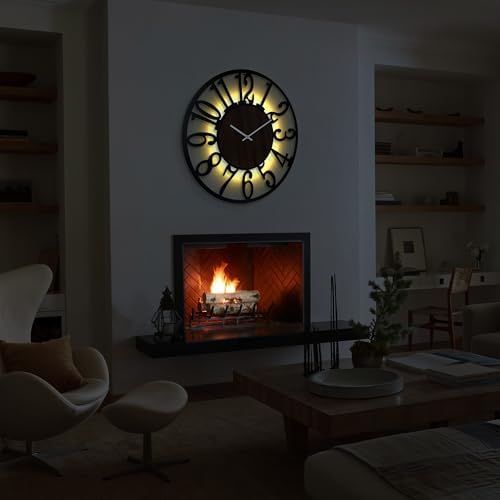 30" Silent Large Wall Clock – Glow Night Light, Battery Operated - Image 7