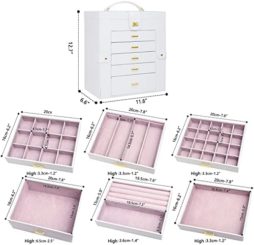 AKOZLIN 6-Tier Jewelry Box Organizer 5 Drawers Storage Extra Large White - Image 3