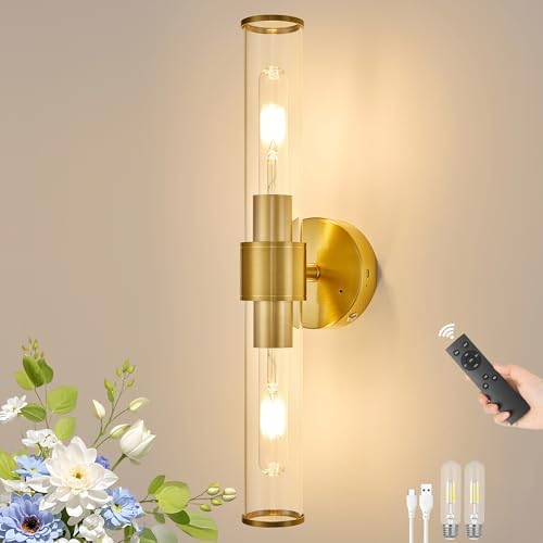 Morauroral Gold Battery Operated Wall Sconce Rechargeable 1 Pack by Morauroral