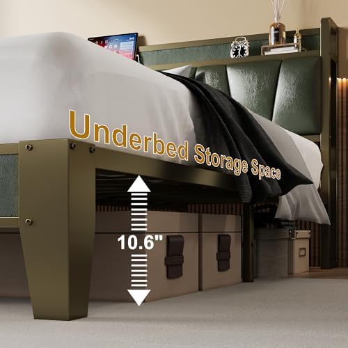 LIKIMIO California King Bed Frame with Storage Headboard & Charging Station - Image 5