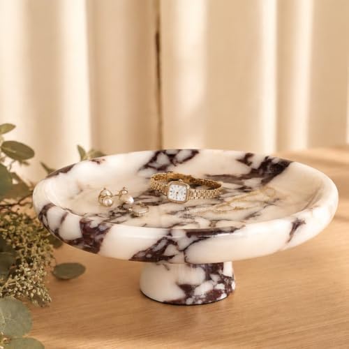 Marble Fruit Bowl with Pedestal, 9.8" Calacatta Viola Decorative Bowl - Image 6