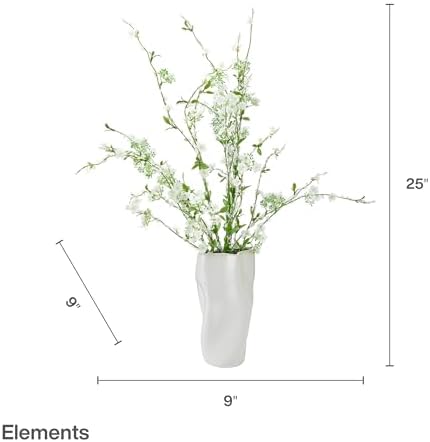 Elements Artificial White Flower Arrangement in White Ceramic Vase, Realistic Look and Feel - Image 3
