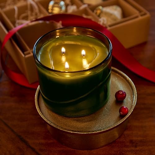 Thymes Frasier Fir Scented Candles for Home Decor – Green Heritage Holiday Candle – Notes of Siberian Fir Needles, Cedarwood & Sandalwood – Luxury Home Fragrance Gifts for Women & Men (3-Wick, 17 oz) - Image 4