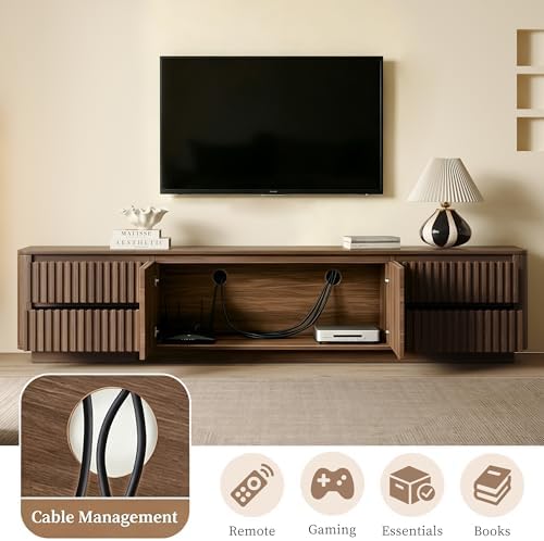 86.61" Mid Century Modern TV Stand for TVs up to 85"(Walnut) - Image 4