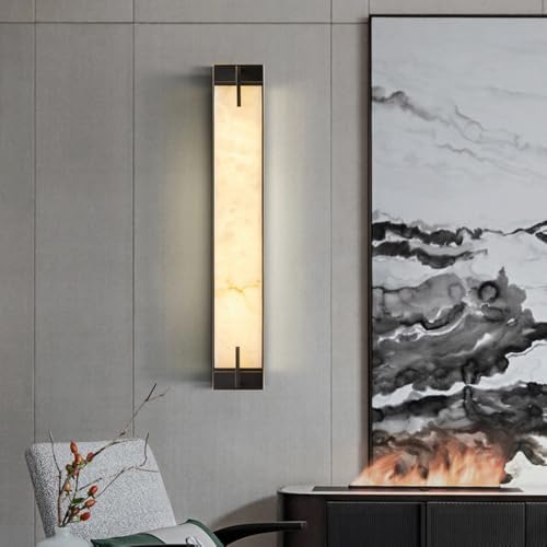 Modern Marble Wall Sconce Natural Alabaster Sconce, 23.6in Black - Image 2