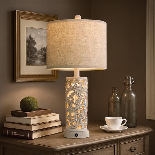 OYEARS 22'' Table Lamp Set of 2 for Living Room,Farmhouse Lamp for Bedroom - Image 2