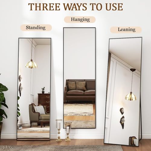 Koonmi 56"x21" Floor Mirror Full Length, Large Black Mirror - Image 4