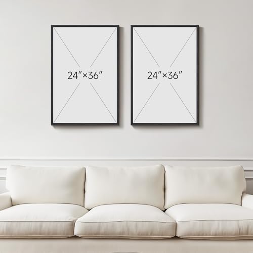 Framed Black and White Abstract Wall Art for Living Room Set of 2, 24x36 In - Image 3