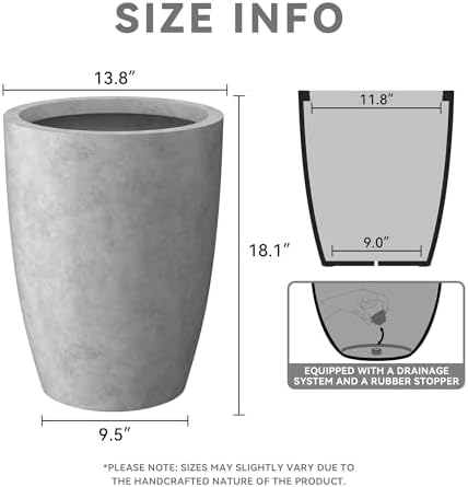 Kante Accent Round Tapered Pale Gray Concrete Planter 18.1" Tall, Outdoor - Image 2