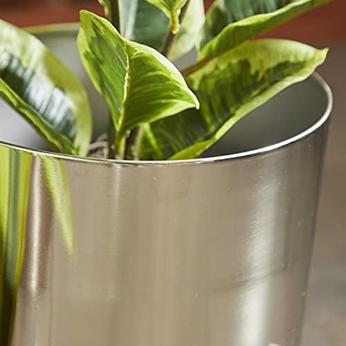 Deco 79 Metal Round Planter with Removable Stand, Set of 2 16", 13"H, Silver - Image 4