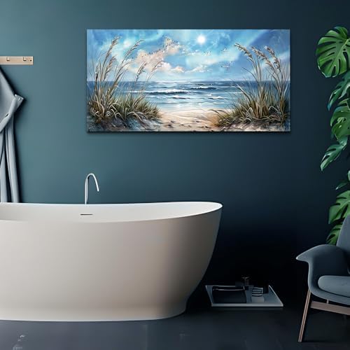 hyidecorart Wall Art For Living Room Wall Decor For Bedroom Bathroom Decoration Sunshine Ocean Scenery Painting Blue Sea Waves Wall Pictures Office Modern Canvas Prints Artwork Aesthetic Home Decor - Image 3