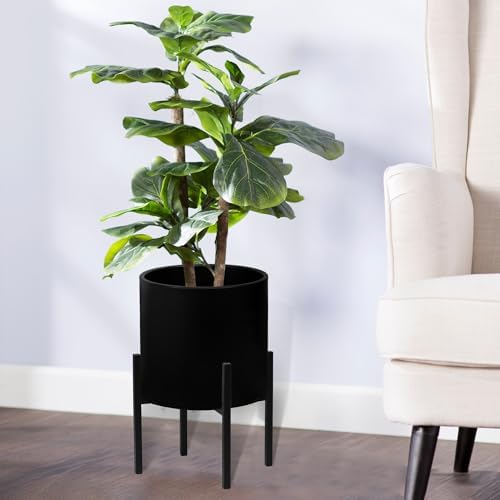ARNIS Modern Plant Pots, Set of 2 Large Planters with Stand, Decorative Planters, Metal Pots with Drainage Holes for Living Room, Office, Garden or Balcony, 8.25 &10.5 Inch, Blcak - Image 7