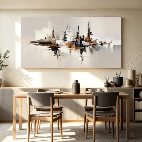Grey Color Block Abstract Canvas Wall Art For Living Room Artwork 24×48 - Image 2