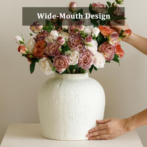 Large Ceramic Vase, Rustic Farmhouse Terracotta Flower Vase for Home Decor - Image 3