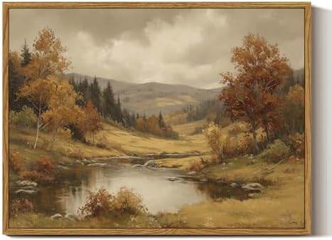 InSimSea Framed Fall Wall Art Decor, Vintage River Landscape Prints,12x16in by InSimSeaArt