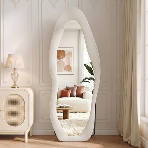Koonmi Full Length Mirror 71"x30", Irregular Flannel Floor Mirrors - Image 2