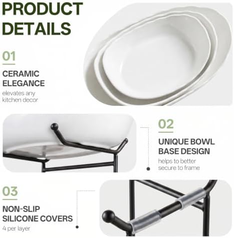 HBlife 3 Tier Large Fruit Bowl, Ceramic Fruit Basket for Kitchen Counter - Image 3