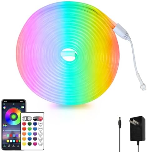 segrass 16.4FT Led Neon Rope Lights Control with App/Remote,Flexible Led Rope Lights,Multiple Modes,IP65 Outdoor RGB Neon Lights Waterproof,Music Sync Gaming Led Neon Strip Lights for Bedroom Décor by segrass