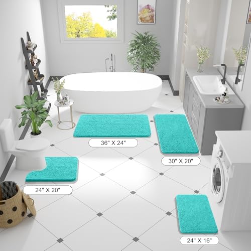 OLANLY Bathroom Runner Rugs 47x17, Extra Soft Absorbent Chenille Bath Rugs - Image 2