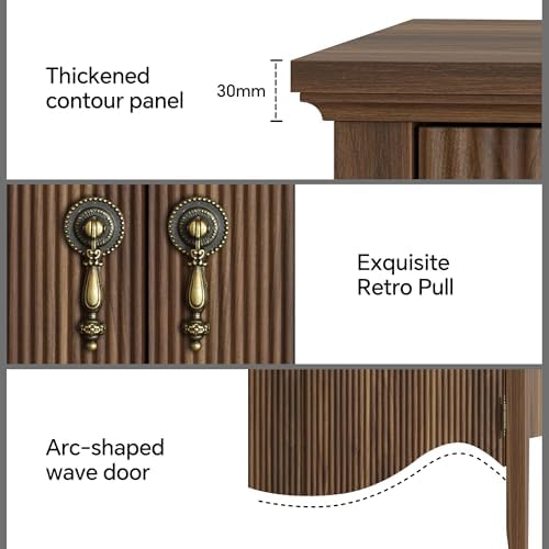 FUSUNBAO 40" Fluted Buffet Cabinet, Sideboard Credenza with Drawer,Walnut - Image 5