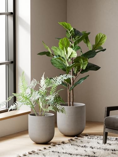 LE TAUCI 10 Inch Plant Pot, Ceramic Pots for Plants, Neutral Gray - Image 2