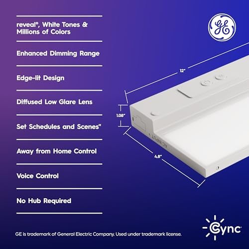 Cync GE Reveal HD+ Smart Undercabinet Light Fixture, Color Changing, 12-in Bar - Image 2