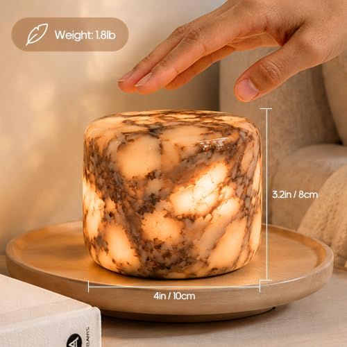 Marble Night Light, Touch Control Rechargeable Table Lamp, 3‑Way Dimmable Cordless LED Bedside Lamp, USB‑C Charging Natural Stone Decor Lamp for Bedroom Desk Shelf, Home Gift - Image 2
