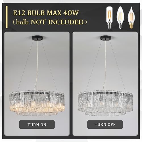 CATINER Modern 24" Crystal Glass Chandelier 10-Light Black Chandeliers - Image 6