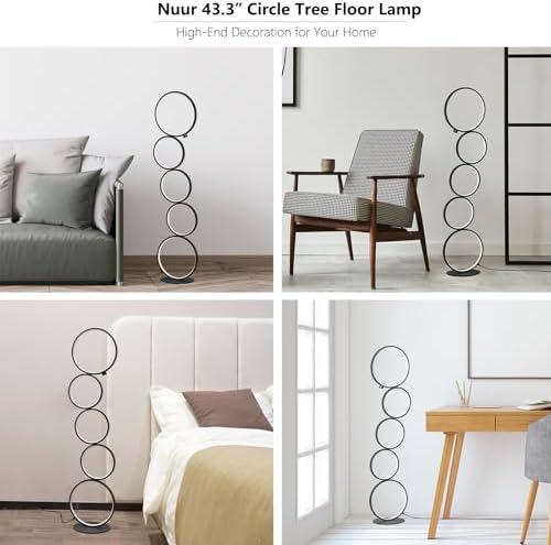 NUÜR 43.3" 5-Ring LED Floor Lamp, Modern Dimmable Standing Lamp - Image 4