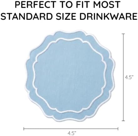 Linen Coasters for Drinks, Set of 6, 4.5 inch, Sky Blue - Image 3