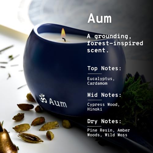 Aum Luxury Scented Candle with Cardamom, Hinoki & Wild Moss Fragrance Notes, Soy Coconut & Beeswax Blend, 60+ Hour Burn Time, Premium Natural Wax Candle for Calm Wood Aroma & Elegant Gift Giving - Image 4