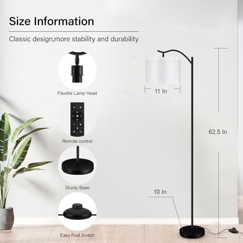 BoostArea Floor Lamp for Living Room,Arc Floor Lamp with Remote Control,Stepless Dimmable Brightness & Colors Temperature 2700k-6500k,Modern Standing Lamp for Bedroom Study Room Office,White - Image 6